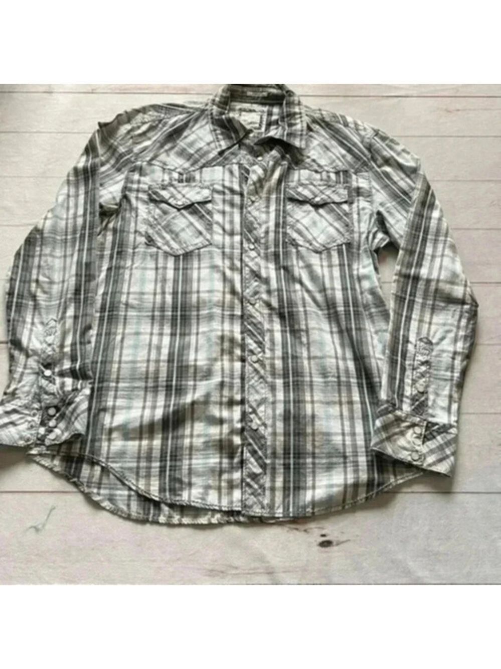 BKE Athletic Fit Mens XL Western Pearl Snap Cowboy Rodeo Long Sleeve Shi…